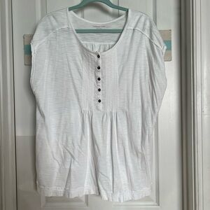 Coldwater Creek White Smocked Boho Top Sz PXL